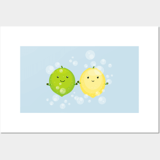 Cute lemon lime friends citrus fruit cartoon Posters and Art